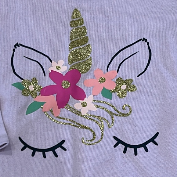 Carter’s Purple Unicorn Long-Sleeve Shirt & White Sparkle Tutu Leggings Size 12M - Picture 3 of 8